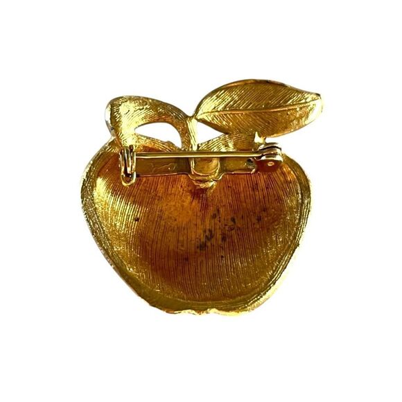 Vintage Coro Brushed Gold Apple Brooch - Picture 4 of 4